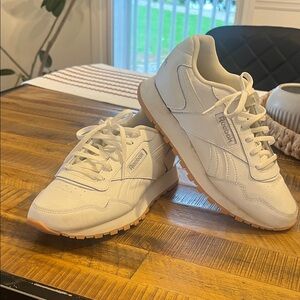Reebok Classic White and Tan Sneakers